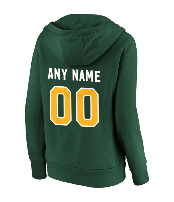 Women's Green Personalized Playmaker Long Sleeve V-Neck T-Shirt