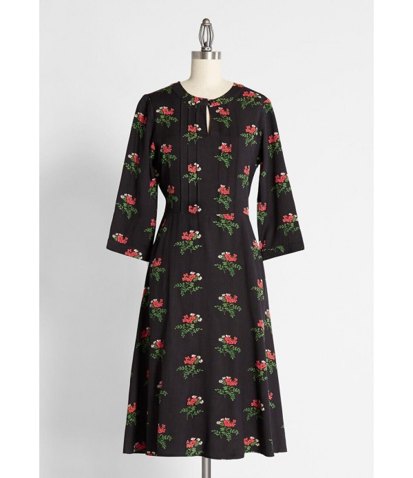 A Floral Folklore Midi Dress