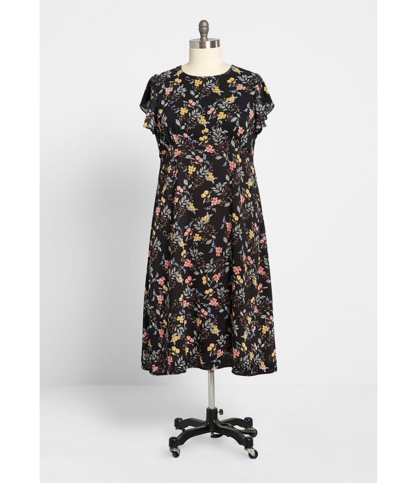 Fluttering Romance Midi Dress - Plus Size