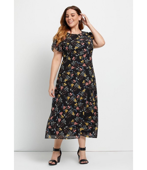 Fluttering Romance Midi Dress - Plus Size