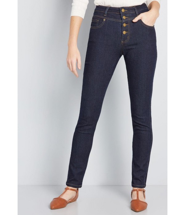 Karaoke Seamstress Buttoned Skinny Jeans - 30 in.