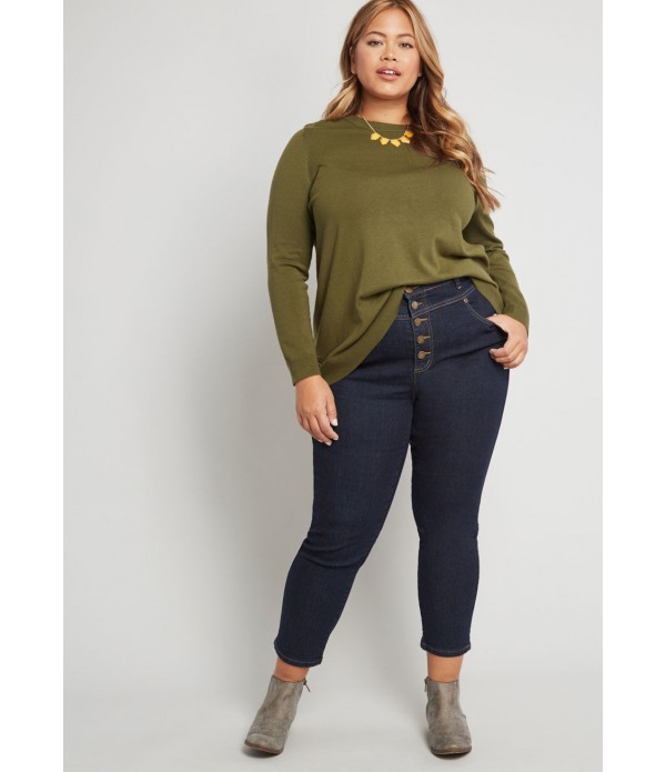 Karaoke Seamstress Buttoned Skinny Jeans - 26 in.