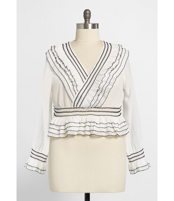 A Ruffle in Time Peplum Blouse - Plus Size