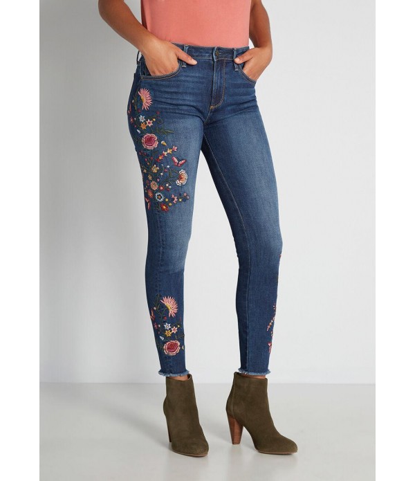 Fantastical Botanical Embroidered Skinny Jeans