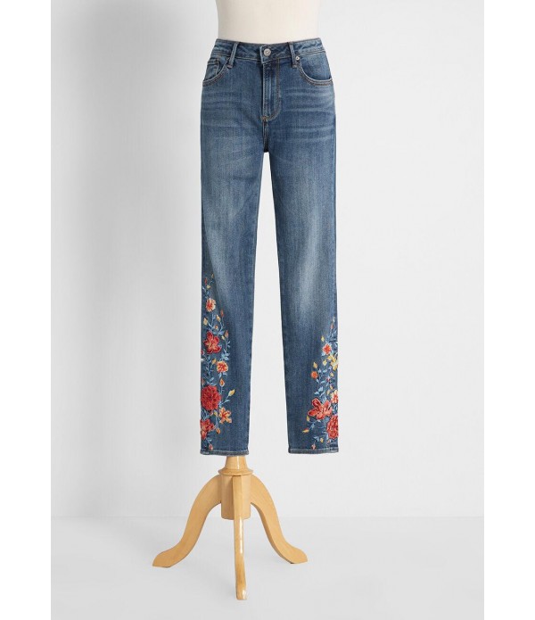Botanical Twist Embroidered Skinny Jeans