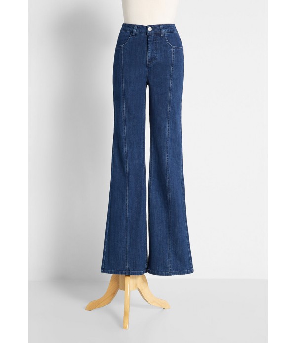 Good Day Sunshine Seamed Wide-Leg Jeans