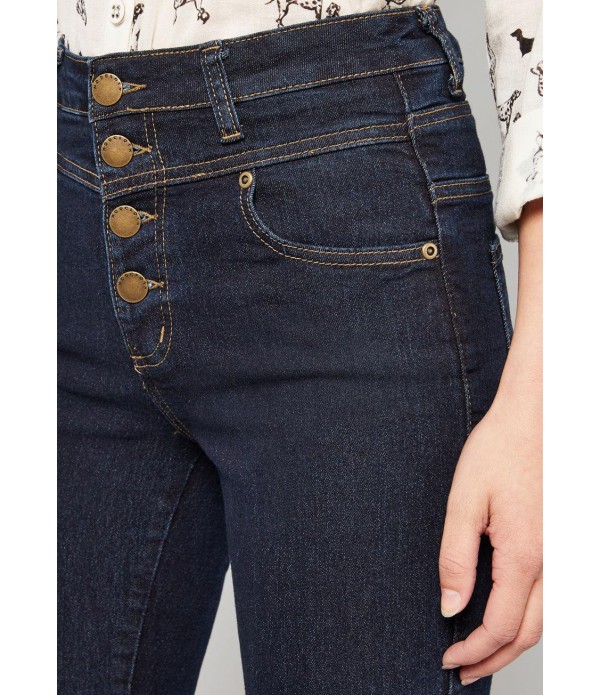 Karaoke Seamstress Buttoned Skinny Jeans - 26 in.