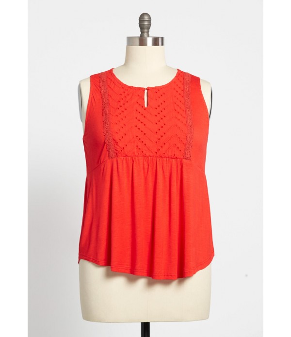 ModCloth x Tea With Lemon Eyelet Bib Tunic - Plus Size