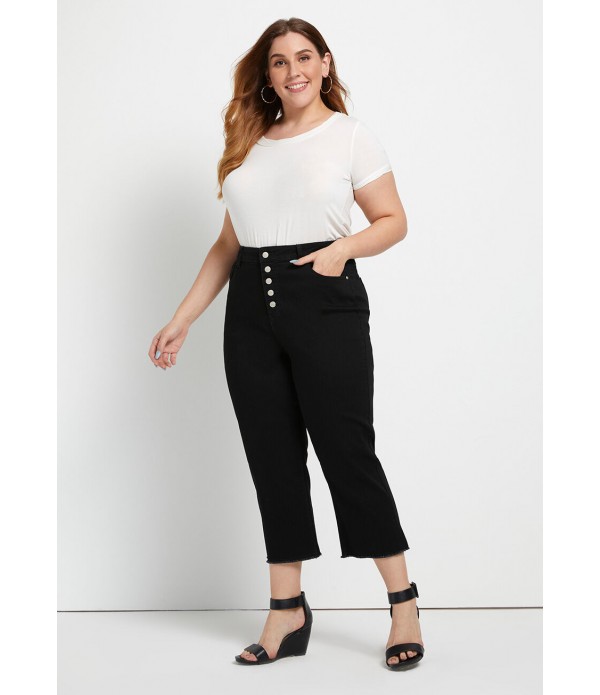 Betting on Buttons Cropped Jeans - Plus Size