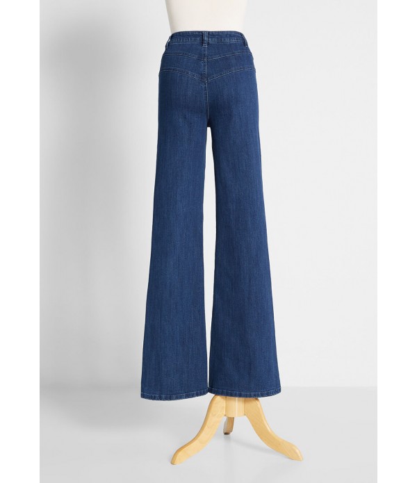 Good Day Sunshine Seamed Wide-Leg Jeans