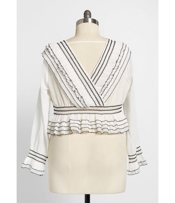 A Ruffle in Time Peplum Blouse - Plus Size